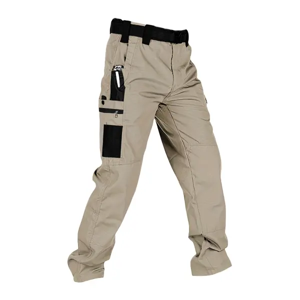 Men's Solid Color Tactical Work Pants,230g/m² new fabric，with Multiple Pockets and Zipper Closures