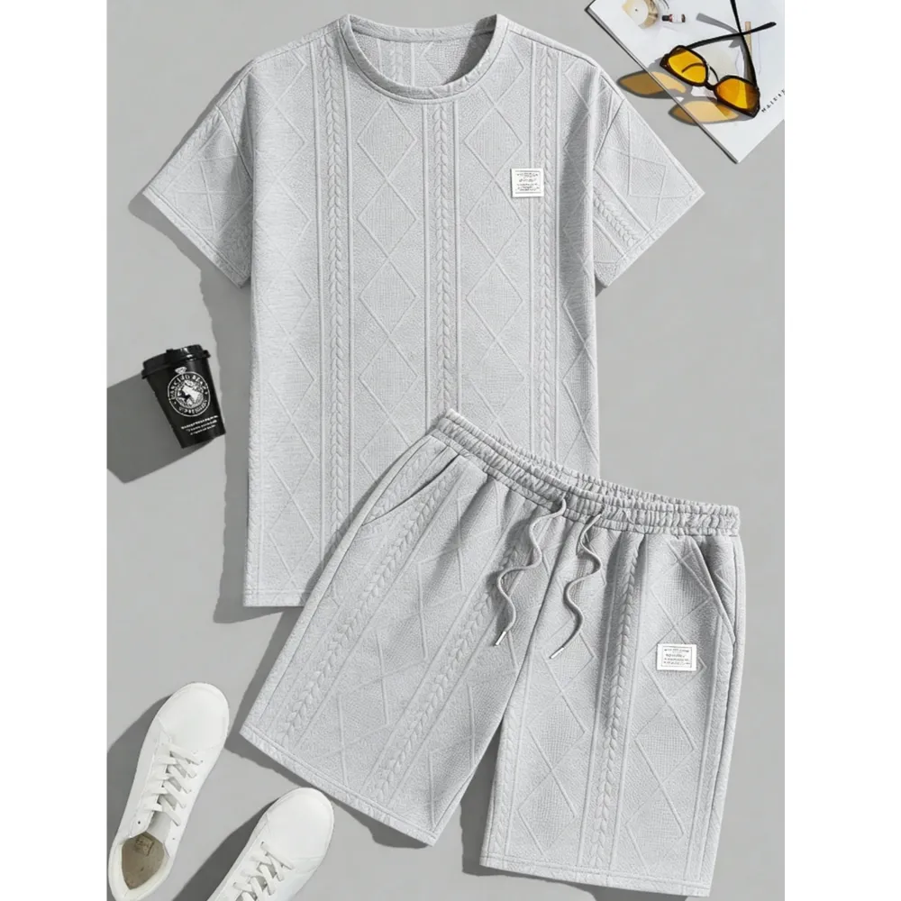 Men's Casual Sports Suit 2-Piece texture Set