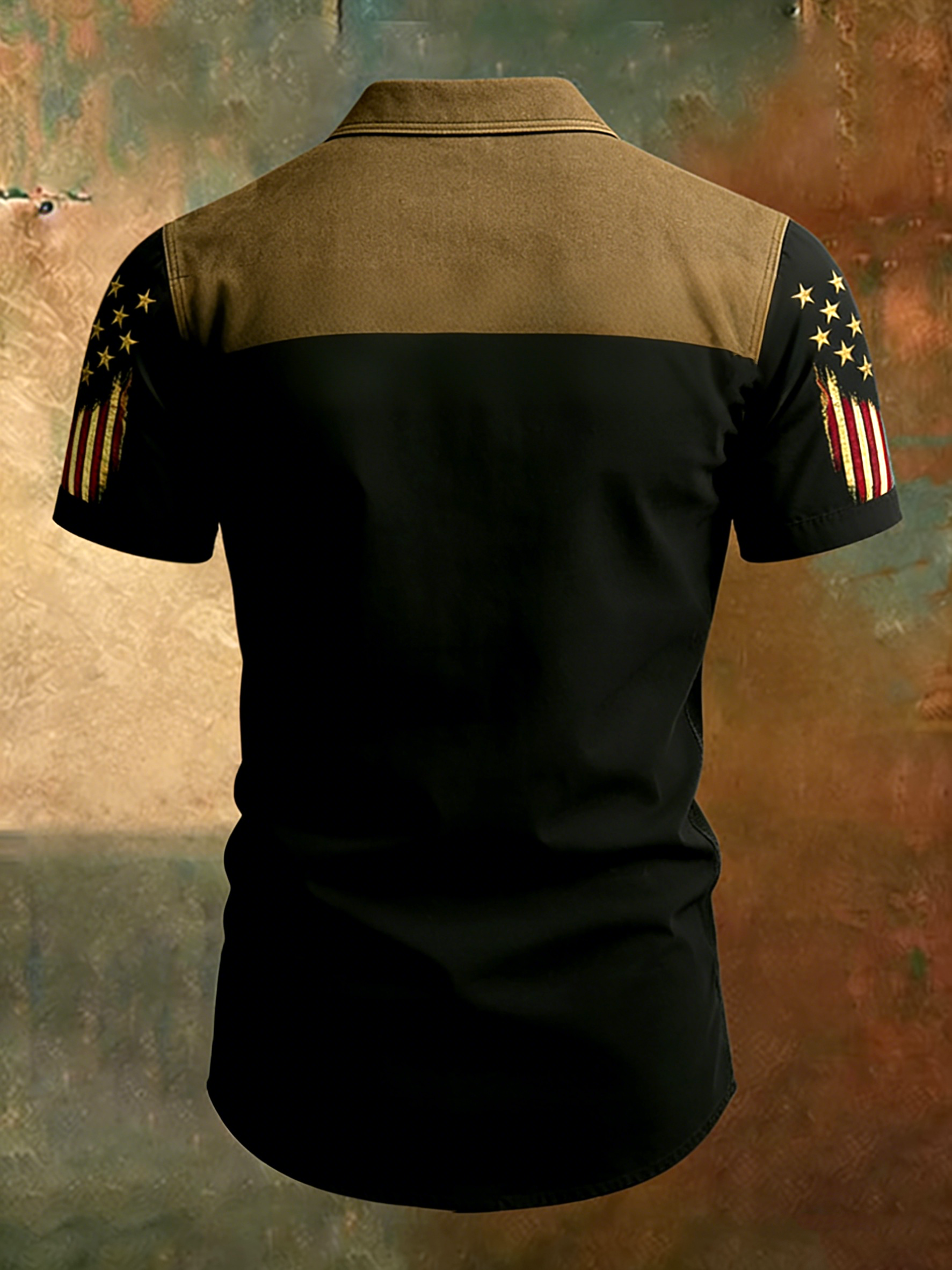 Men'S Casual 250Th Anniversary Of The Founding Of The United States Printed Button Down Short Sleeved Shirt