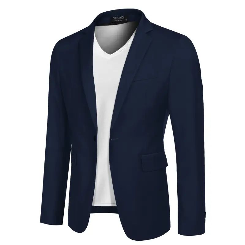 Mens Sport Coat Casual Blazer One Button Business Suit Jacket