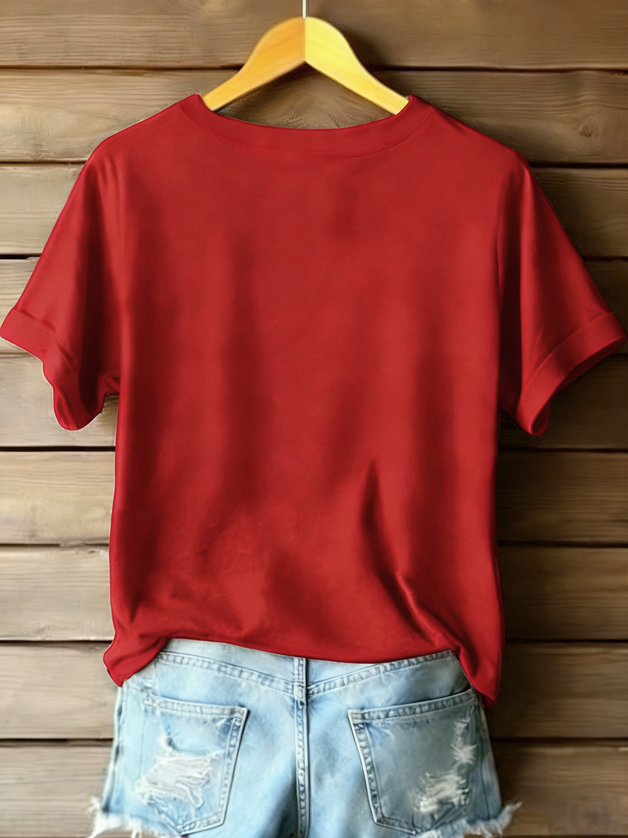 Women's 250th Anniversary Embroidery Pattern V-Neck T-Shirt