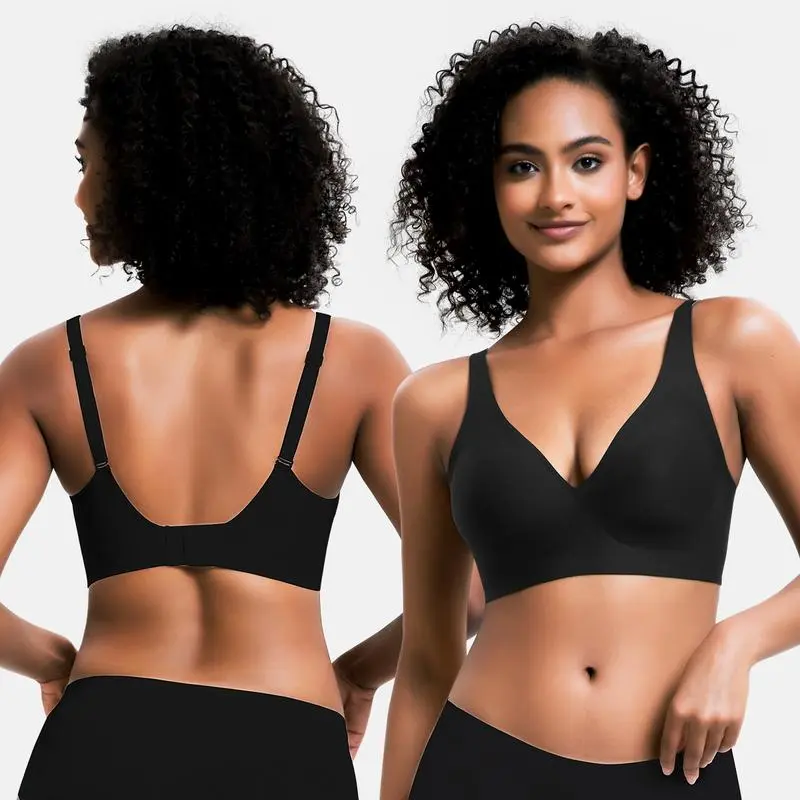 Womens Comfortable Wireless Bras Push Up Bralettes Seamless Tshirts Bras Deep V Everyday Bras