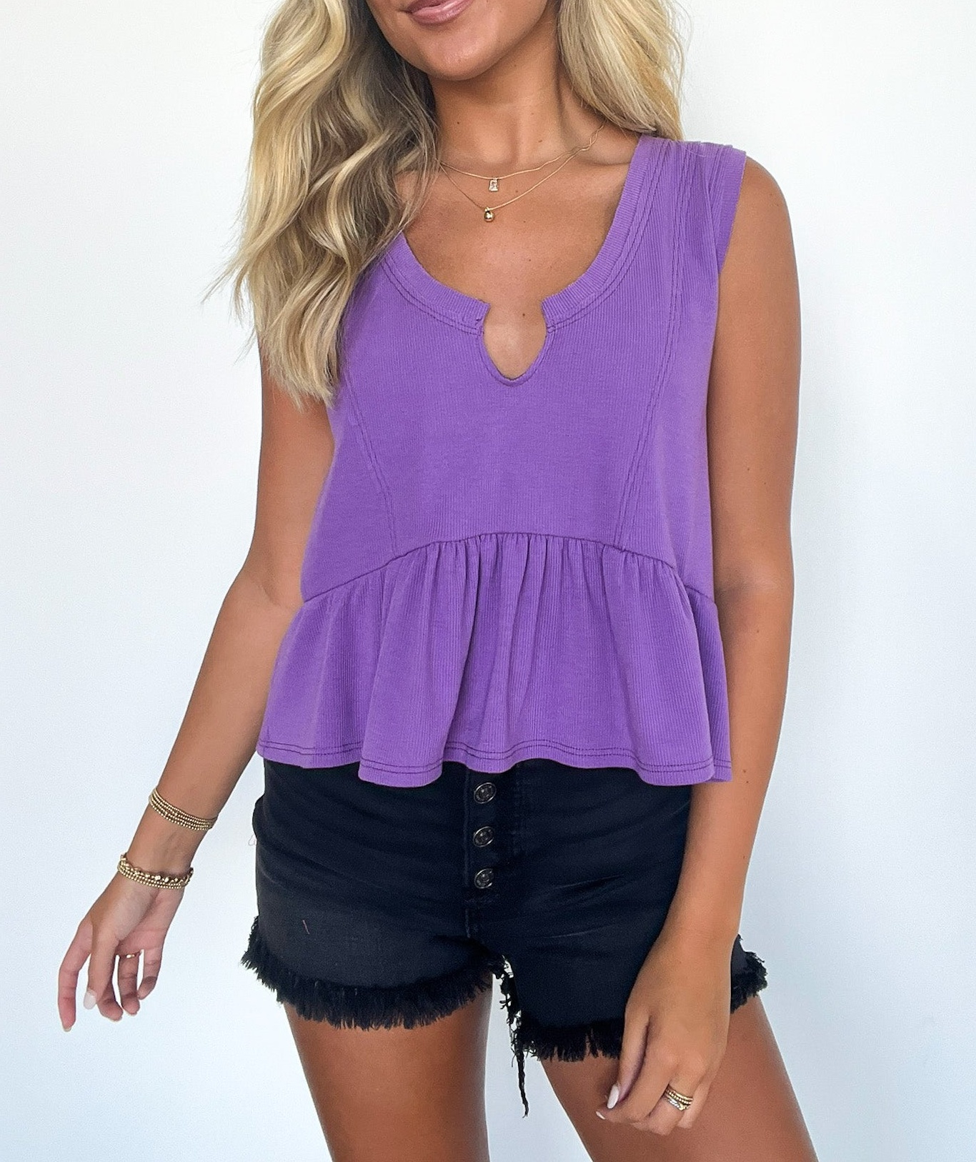 V-Neck Babydoll Tank Top