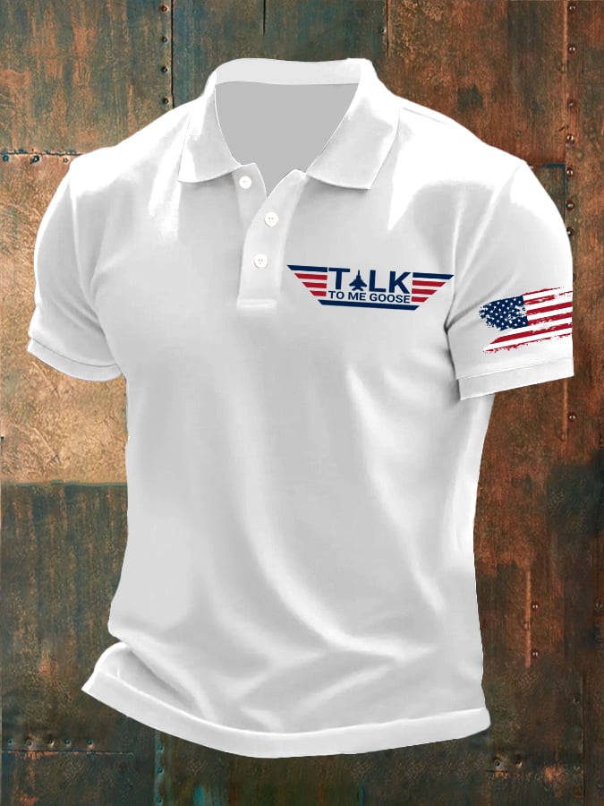 Men's Retro Talk To Me Goose Printed Polo Shirt