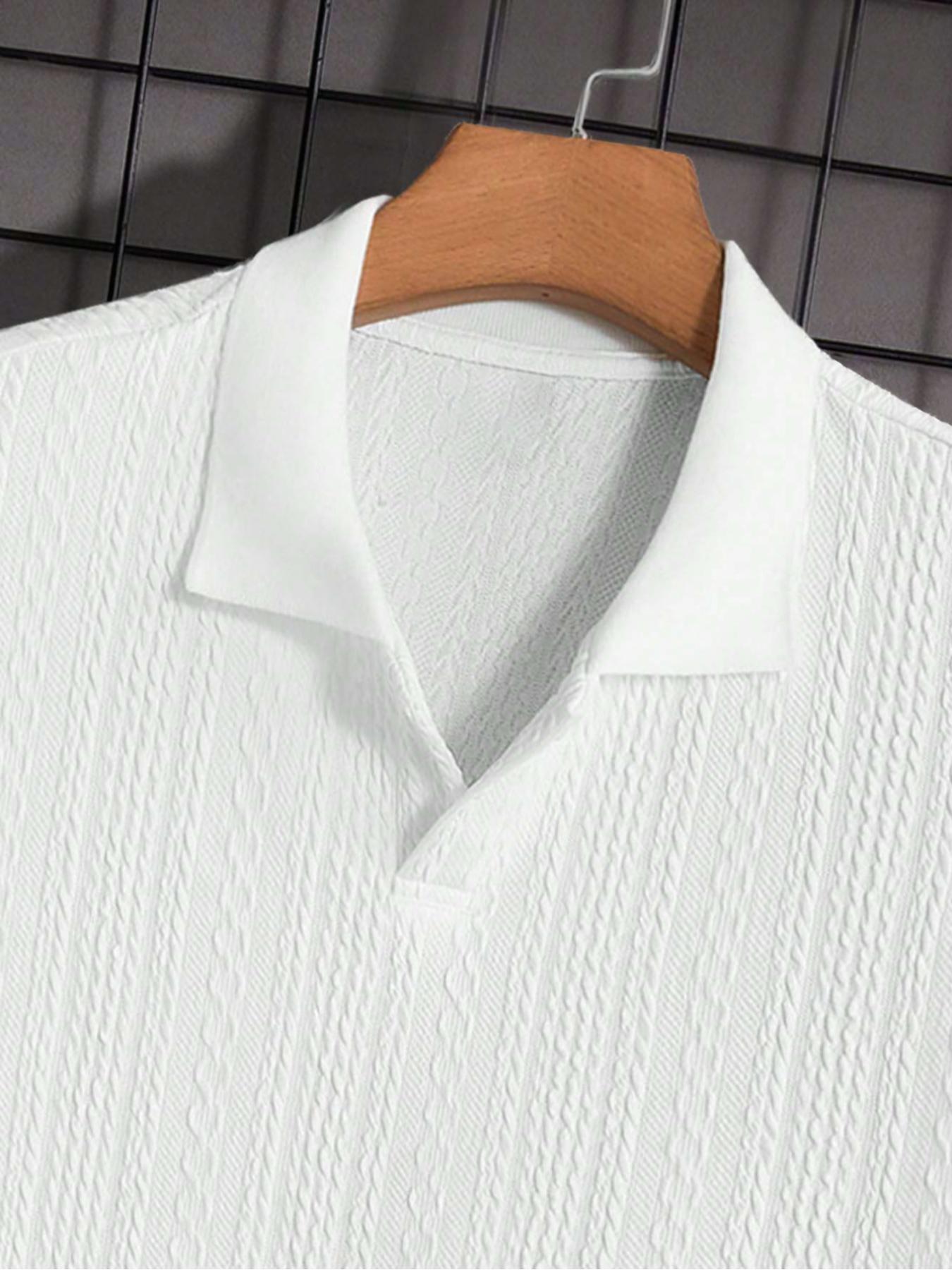 Men's Solid-Color Jacquard Knit Polo Shirt