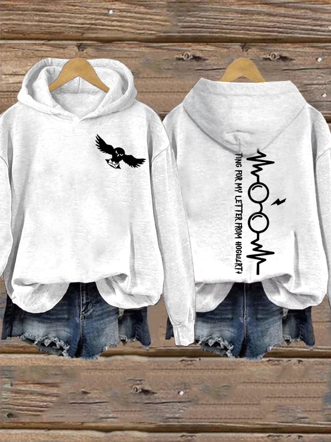 Women's Waiting For My Letter Print Casual Hoodie