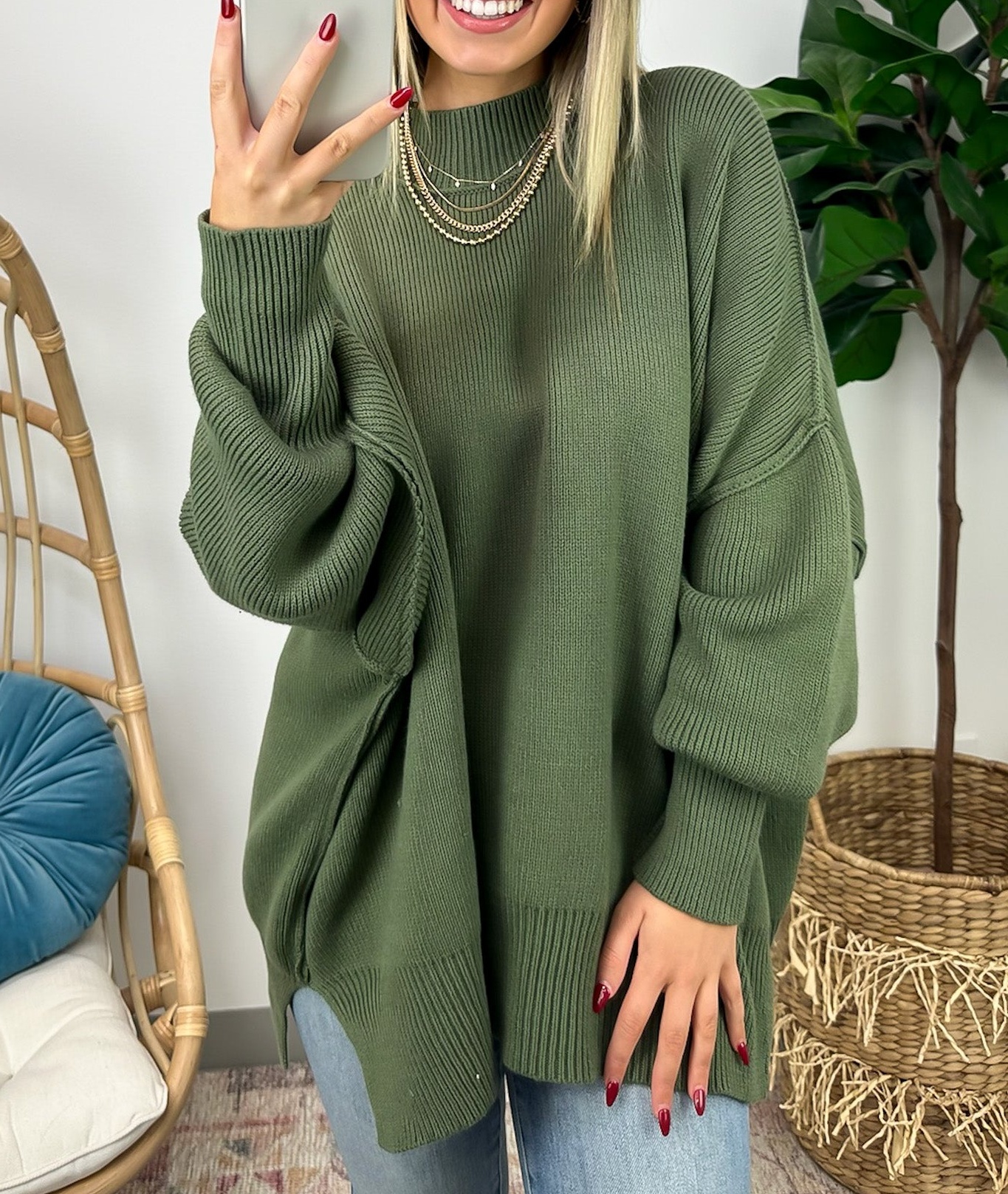 Simple Street Side Slit Oversized Sweater - BACK IN STOCK