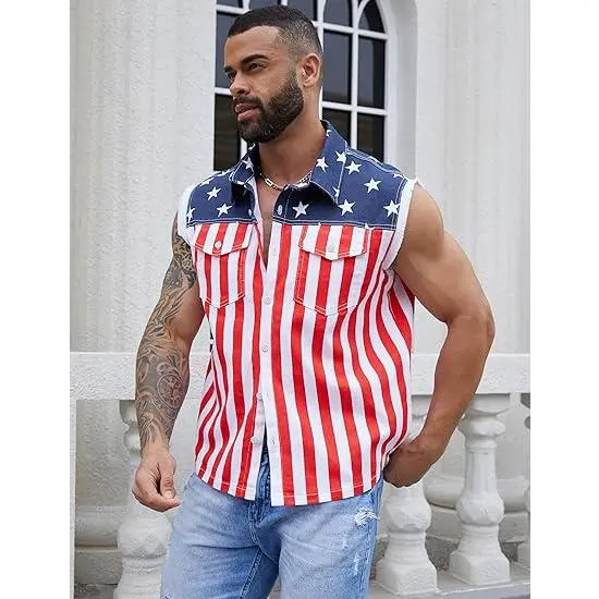 Unisex American Flag Print 3-Piece Set – Jacket, Bodysuit & Overalls