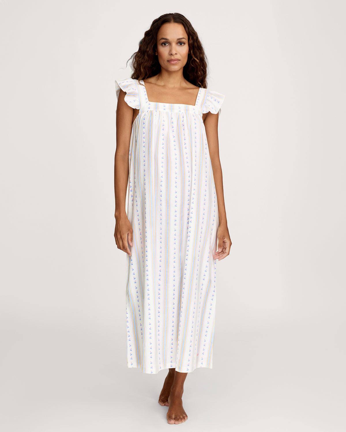 Women's Twill Clara Nightgown in Cottage Stripe