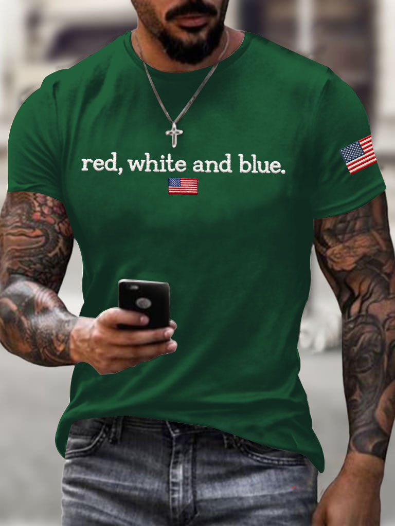 Men'S Red White and Blue T-Shirt