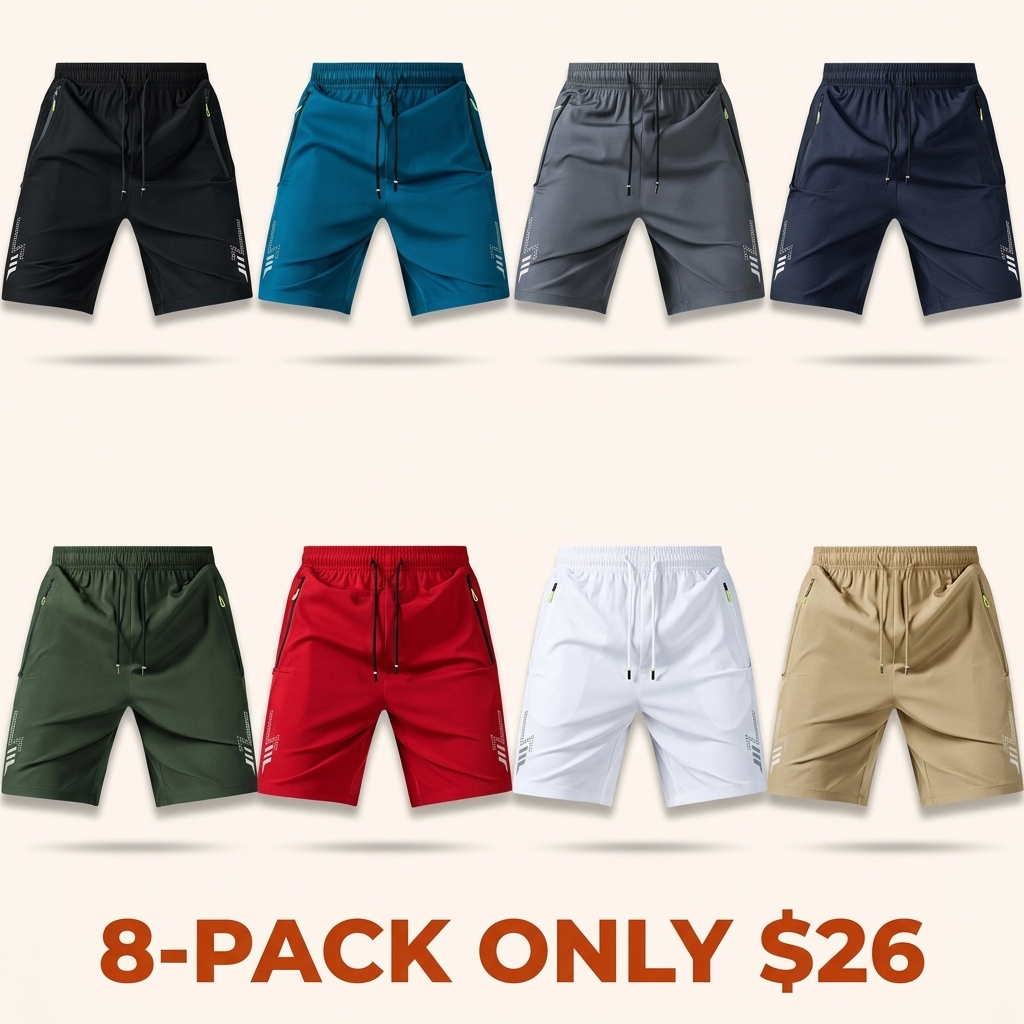 Men's Unisex Fashion Athletic Shorts Drawstring Waistband, Side Zipper Closures