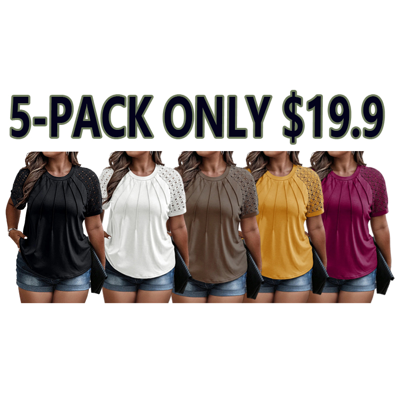 🌸🌸Plus Size Summer Lace Short Sleeve Tunic Top
