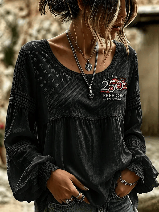 Women'S Casual Independence Day Print Top