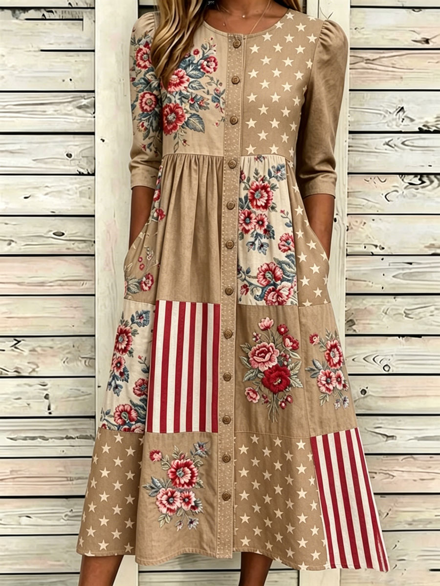Women'S Casual American Independence Day Print Art Casual Dress