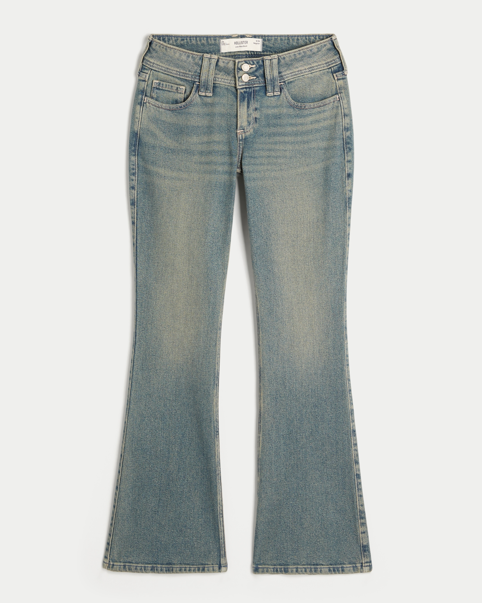 Low-Rise Dark Wash Embroidered Bootcut Jeans