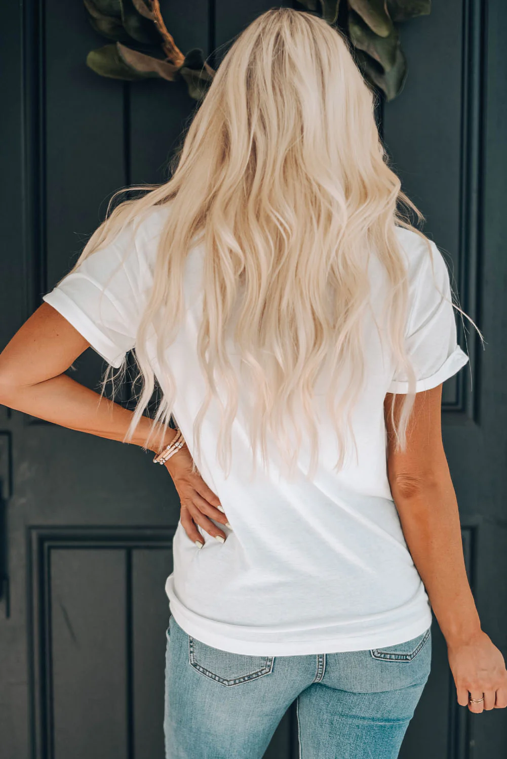 White Witch Letter Color Block Short Sleeve Graphic Tee