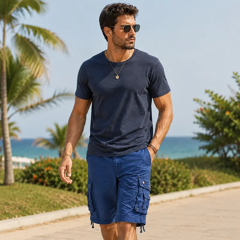 Men's Plus-Size Summer Cargo Shorts