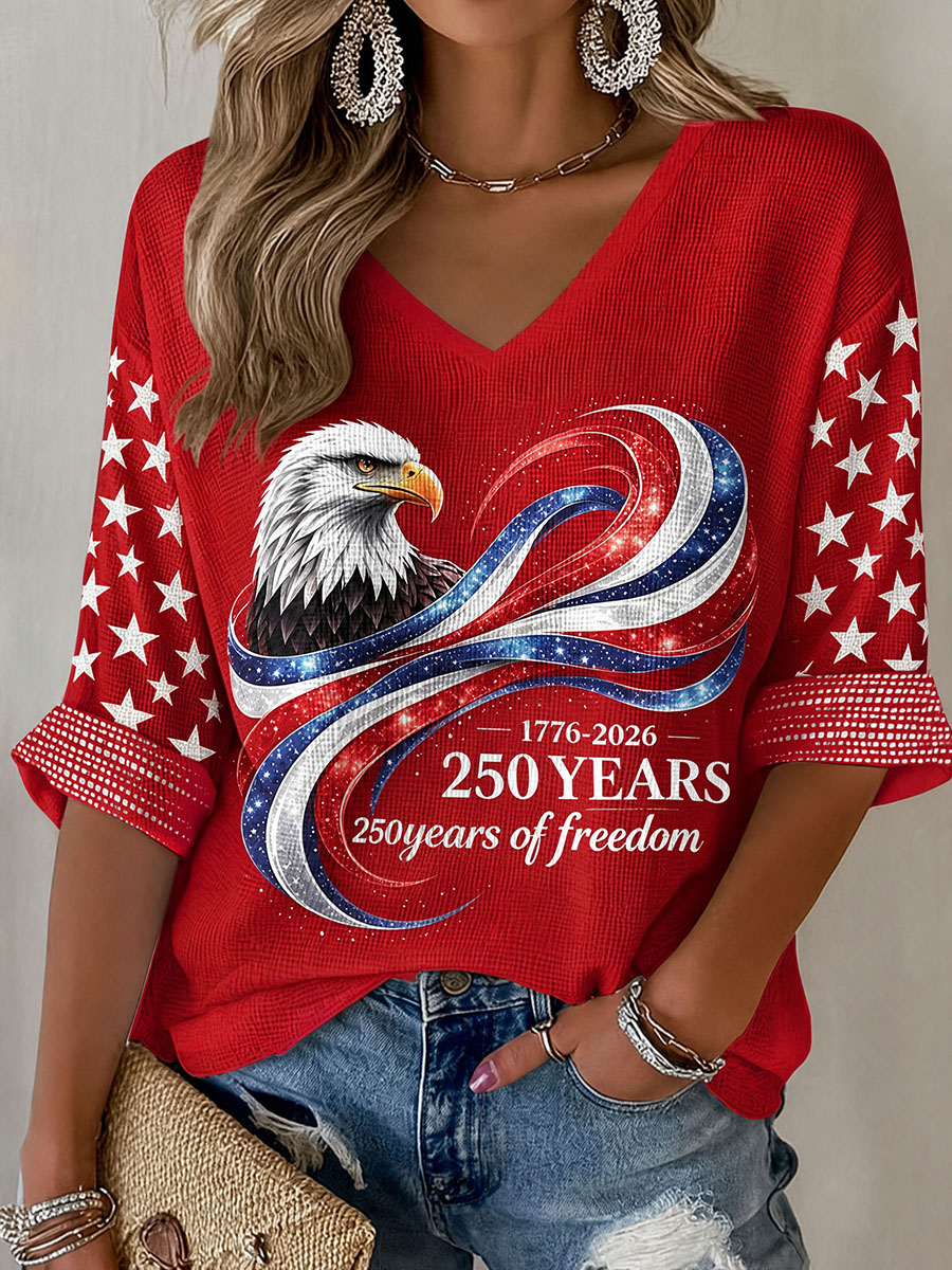 Women'S Retro Flag Art Printed Casual T-Shirt