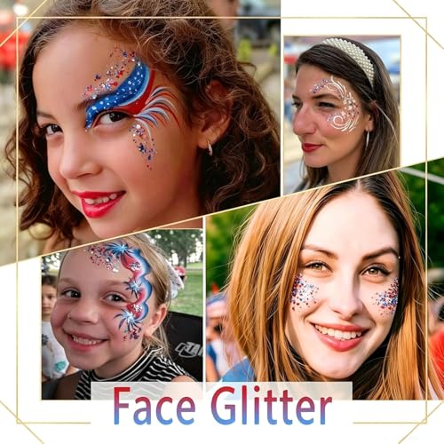 Patriotic Face & Body Glitter Stick, Hair Glitter Stick for Independence Day