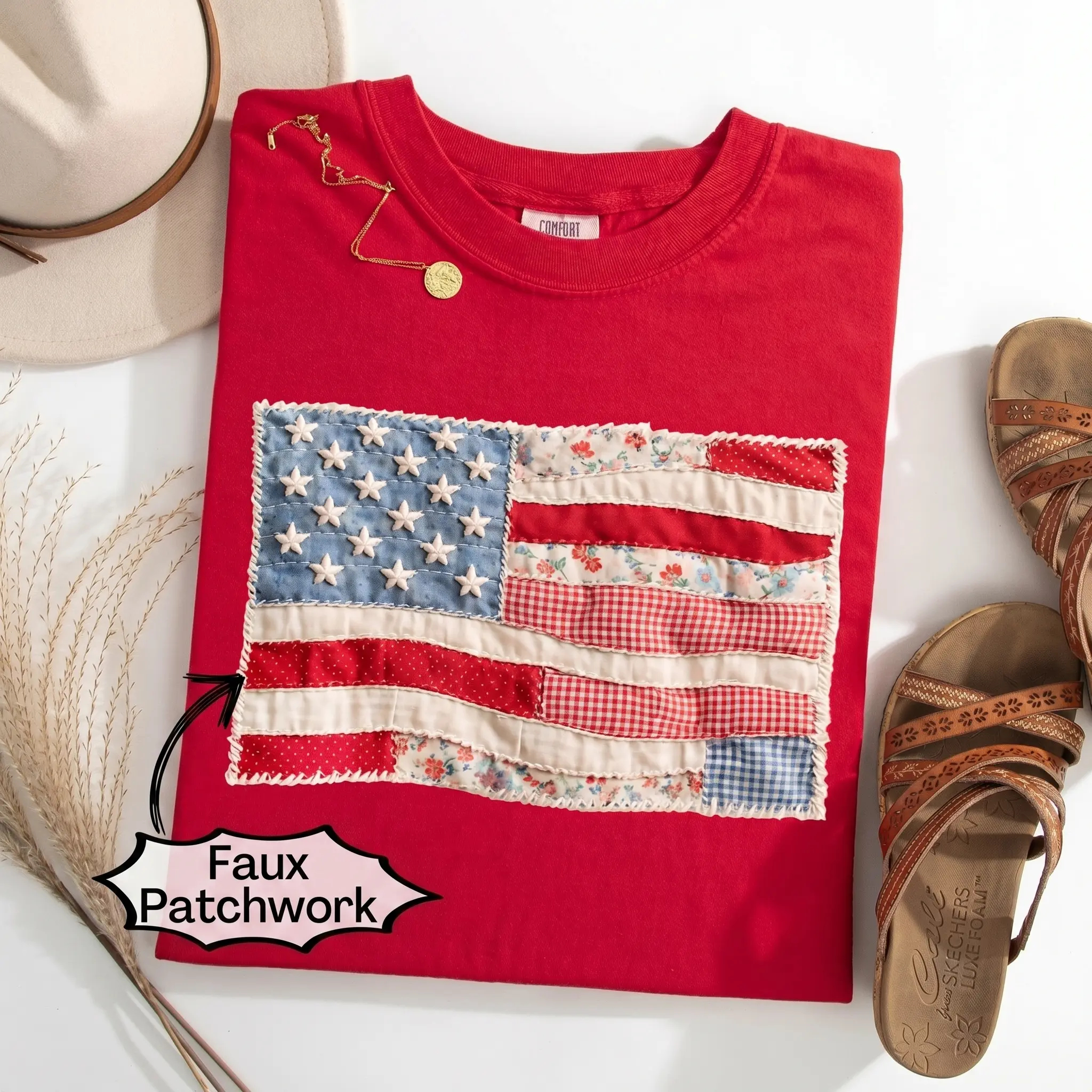 4th of July Shirt, Patriotic Graphic Shirt-100% Cotton