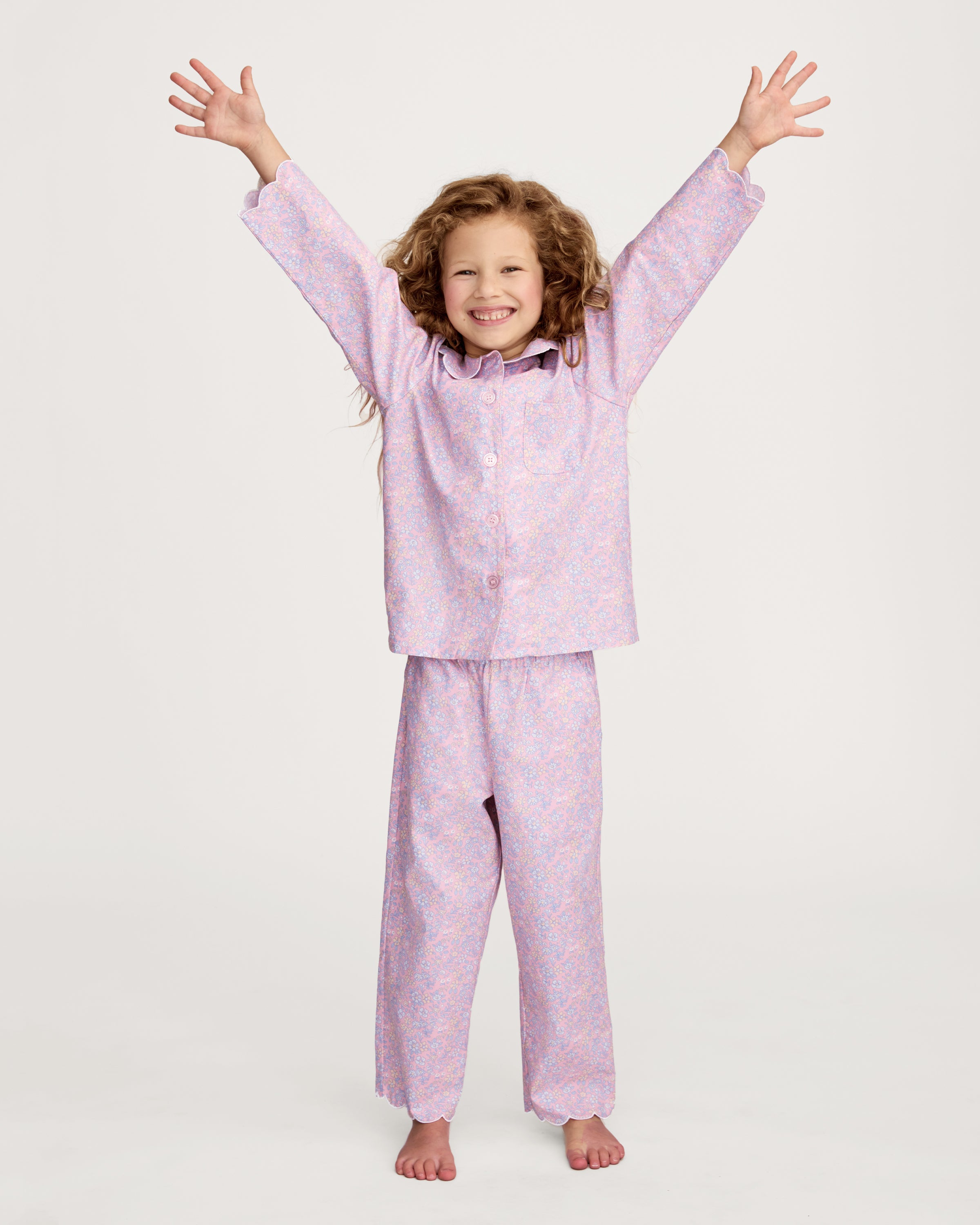 Kid's Twill Colette Pajama Set in Fleur Blush