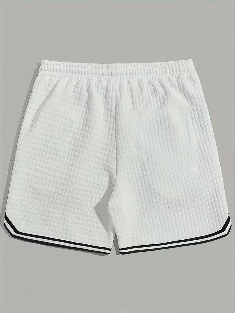 Men's Waffle Knit Shorts - Elastic Drawstring Waist Casual Summer Shorts with Stretch