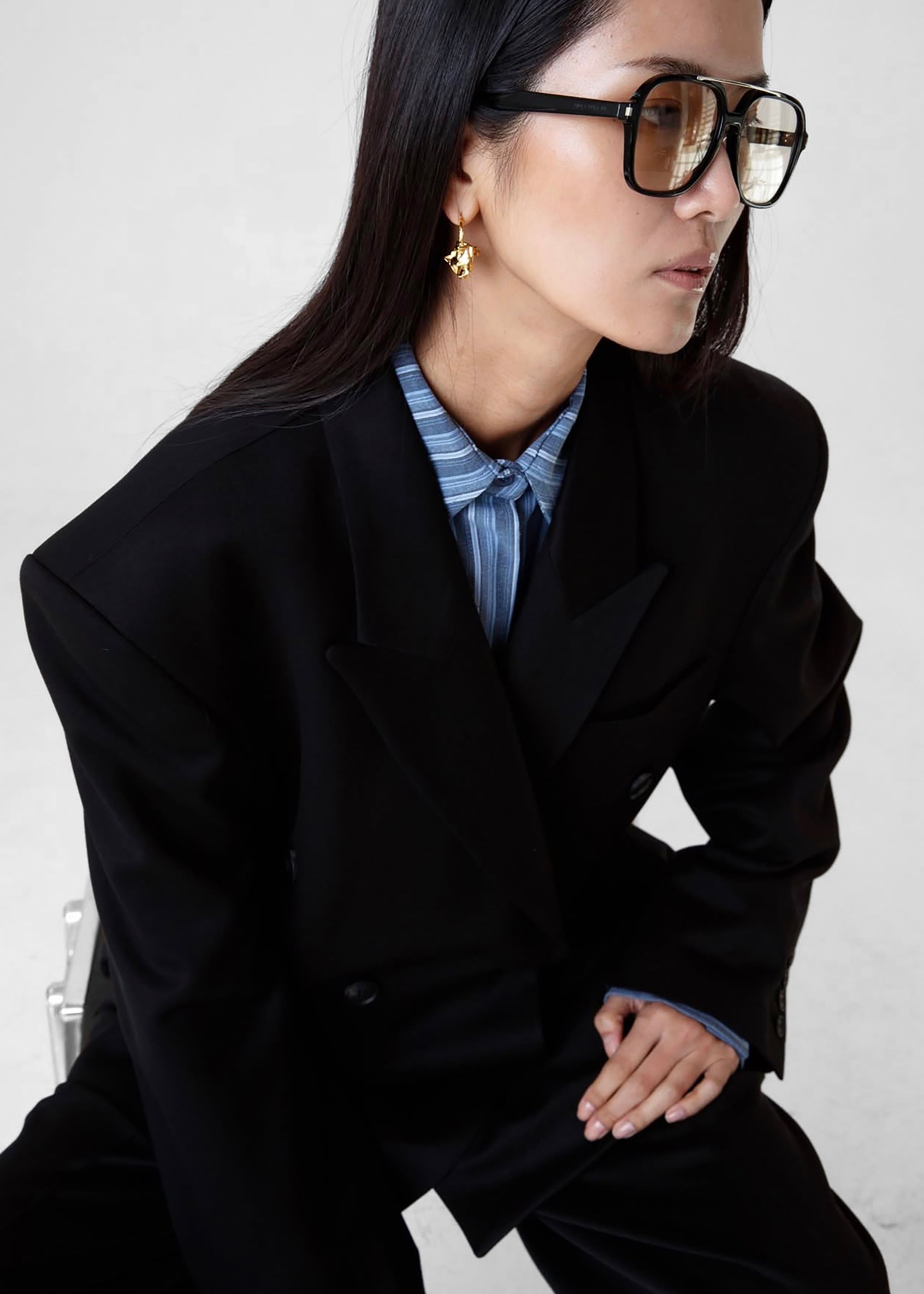 Vester Double-Breasted Blazer - Black