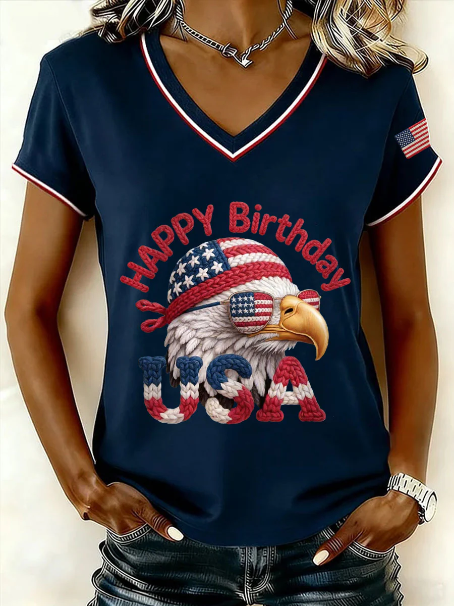 Playful Eagle Head 250Th Anniversary Celebration V-Neck T-Shirt