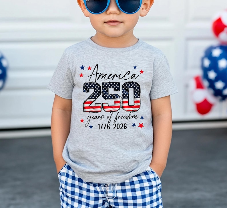 America 250th Anniversary Kids Shirt, United States of Patriotic Flag Toodler Tee, 4th of July T-Shirt, 250 Years of Independence Top