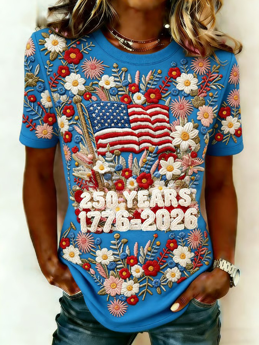 Women'S Patriotic 250 Commemorative Pattern T-Shirt