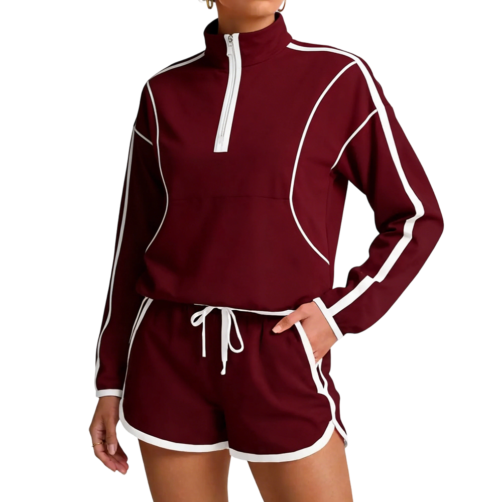 Long Sleeve Pullover & Shorts Casual Outfit
