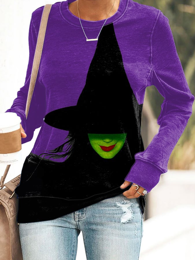 Women's Witch Printed Long Sleeve Sweatshirt