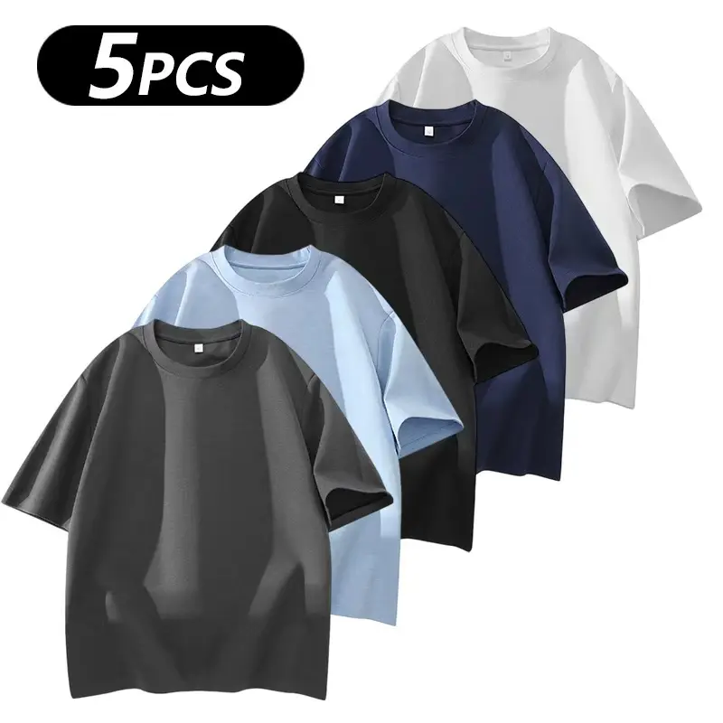 Men's 3PCS 100% cotton Crew Neck T-Shirts Set - Soft Loose Fit Navy Gray Black Tees for Casual Daily Wear