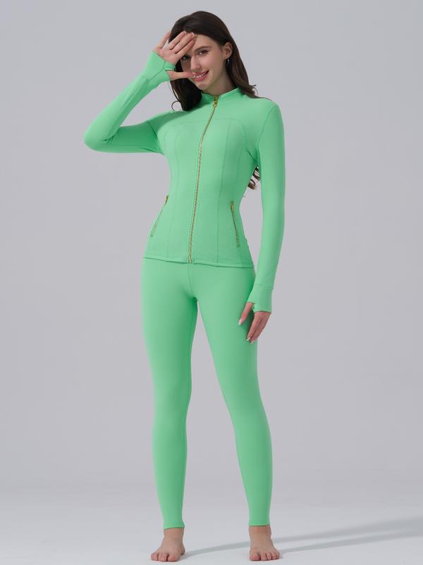 ✨ Gold Zipper Active Track Suit Set – Women’s Yoga & Lounge Wear