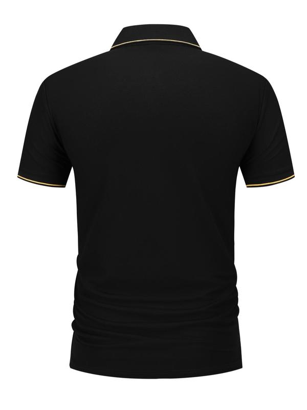 Men's Regular Fit Letter Print Contrast Trim Polo Shirt