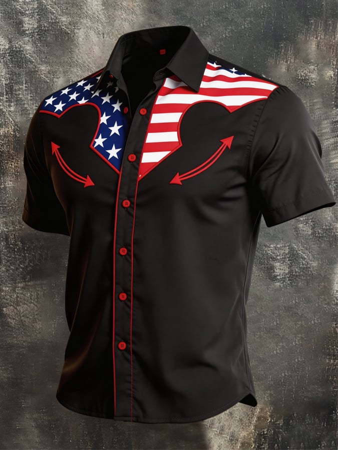Men's Retro Flag-Block Patriot Shirt