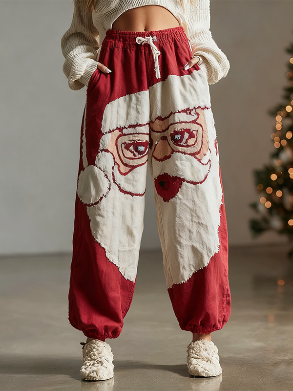 Women's Christmas Santa Claus Print Joggers Sweatpants