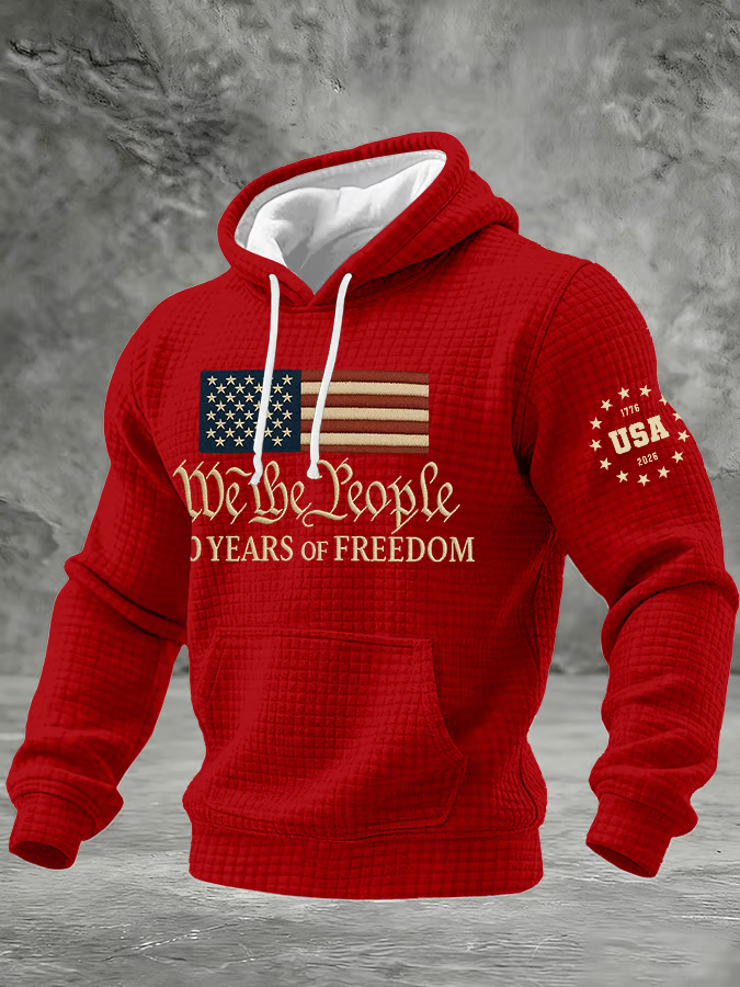 Men'S Casual Printed Checkered Hooded Sweatshirt