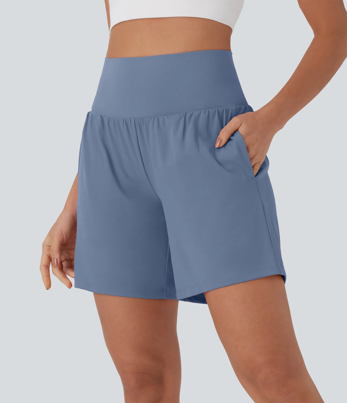 Women's 2-Piece Super High Waisted Back Pocket & Side Hidden Pocket 2-in-1 Yoga Shorts Set