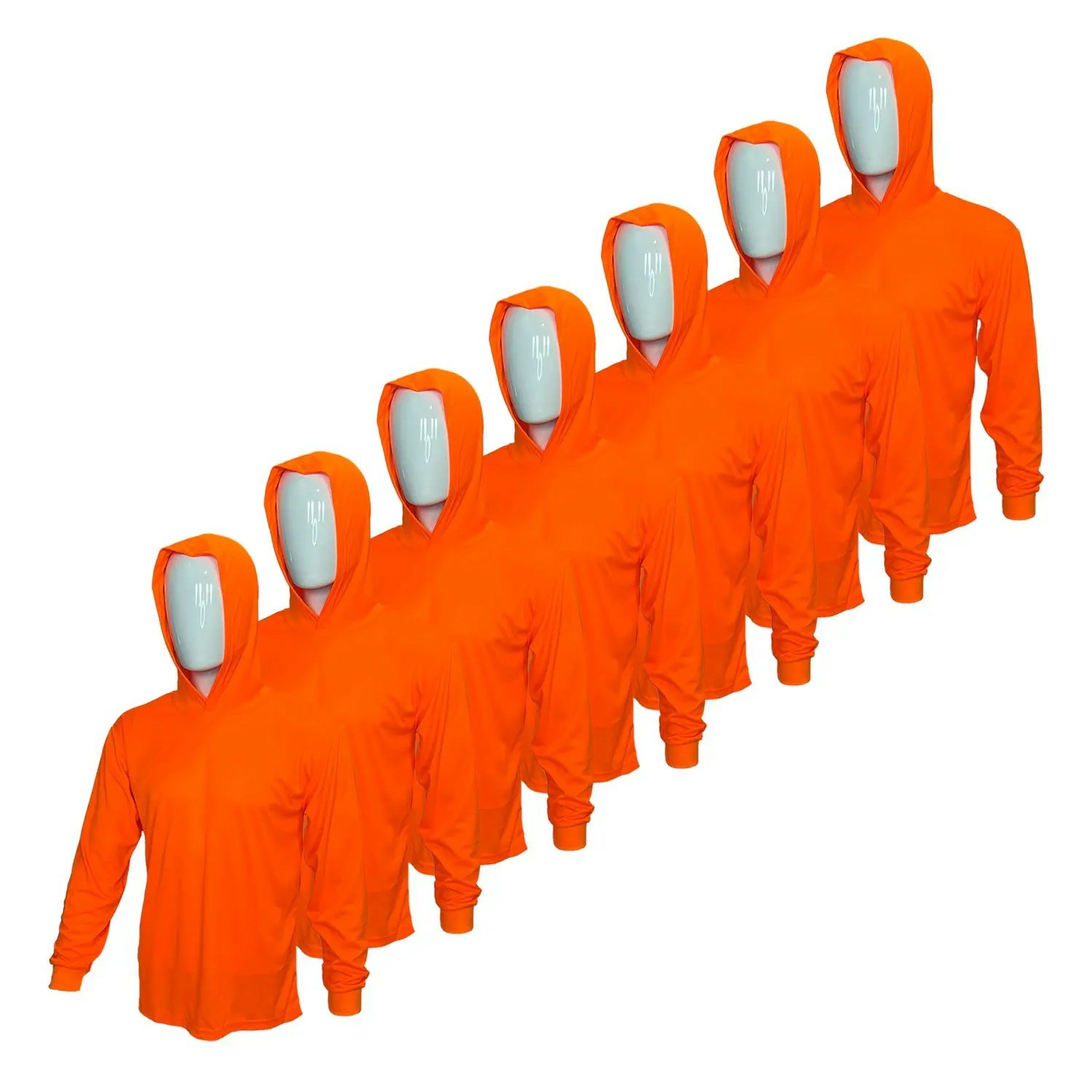 7 SHIRT PACK Hi Visibility ultra light weigh Long sleeve hoodie shirt / 100 % polyester birdeye Fabric for quick dry AVAIALBE IN VARIOUS COLORS