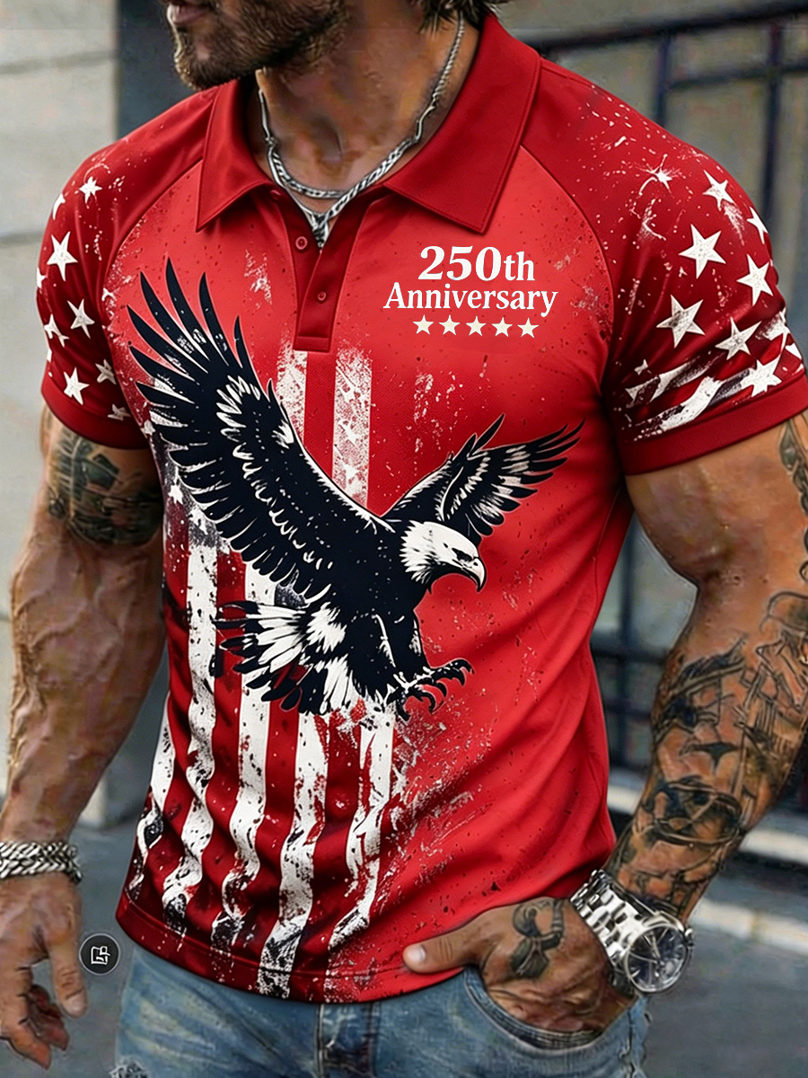 Men's 250th Anniversary Eagle American Flag Polo Shirt