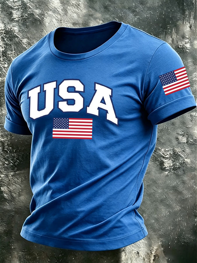 Men's The United States of America Printed Casual T-shirt