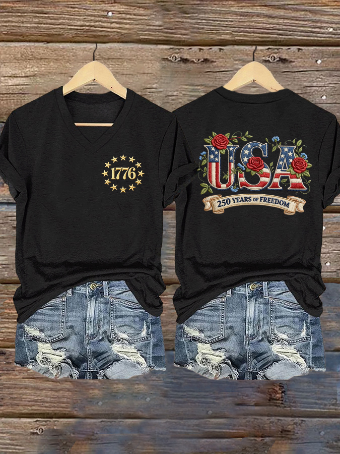 Women'S 250Th Anniversary Casual V-Neck T-Shirt