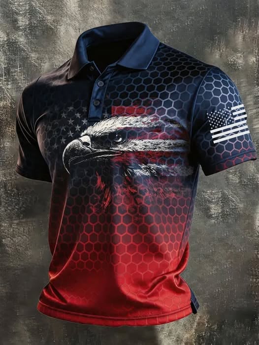Men's 250th U.S. Independence Day Print Casual Short-Sleeve Polo Shirt