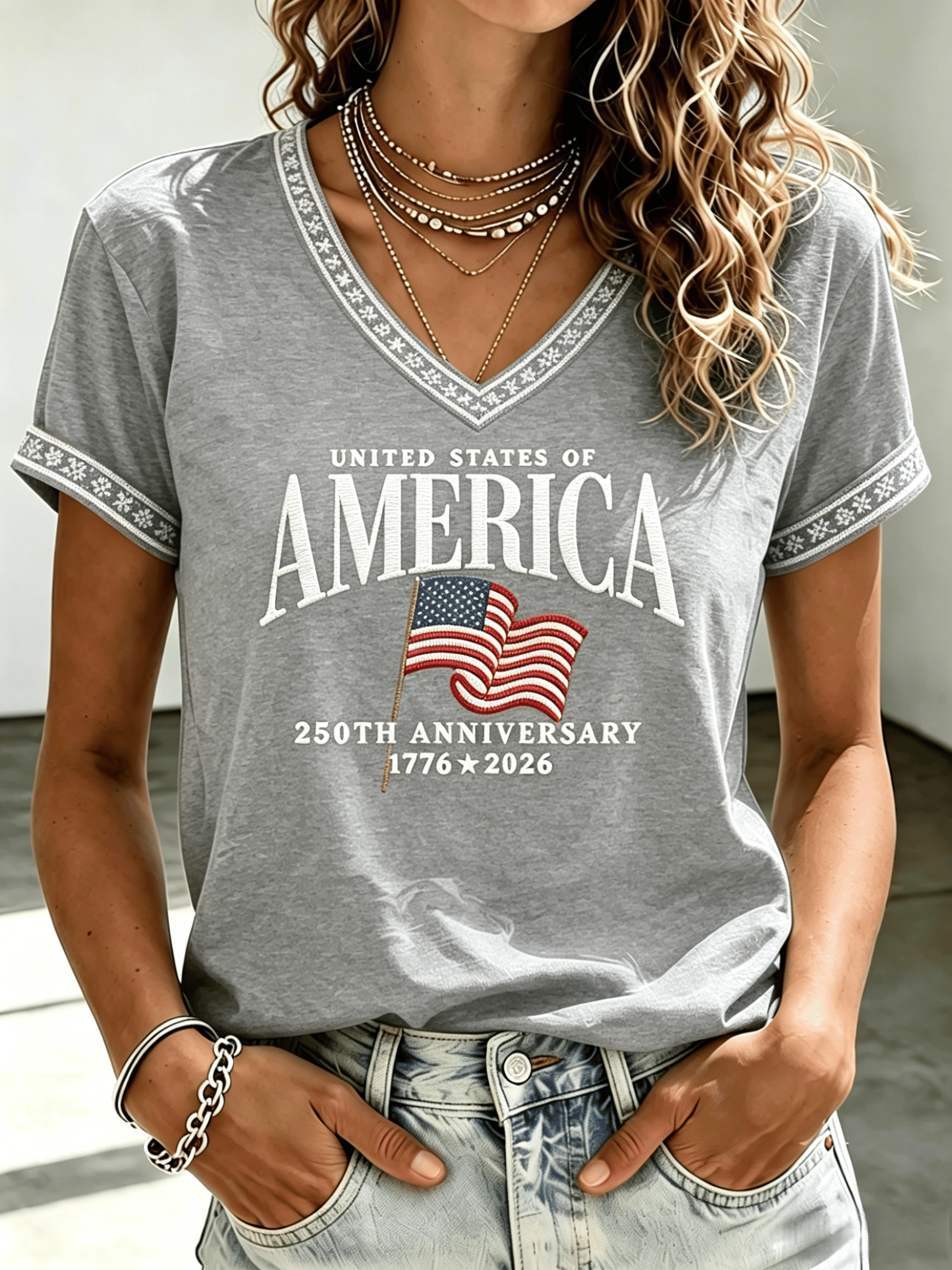 Women's USA 250th Anniversary Printed T-shirt