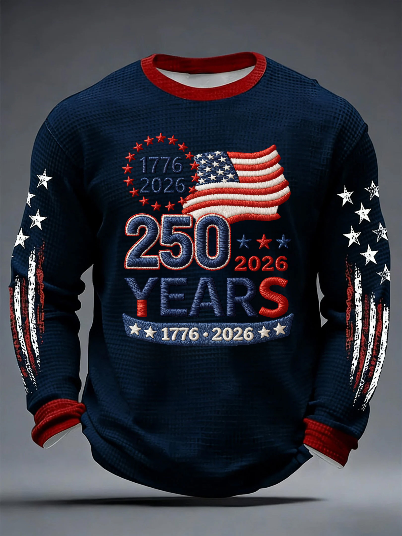 Unisex 250Th Anniversary Celebration Waffle Round Neck Long Sleeve T-Shirt