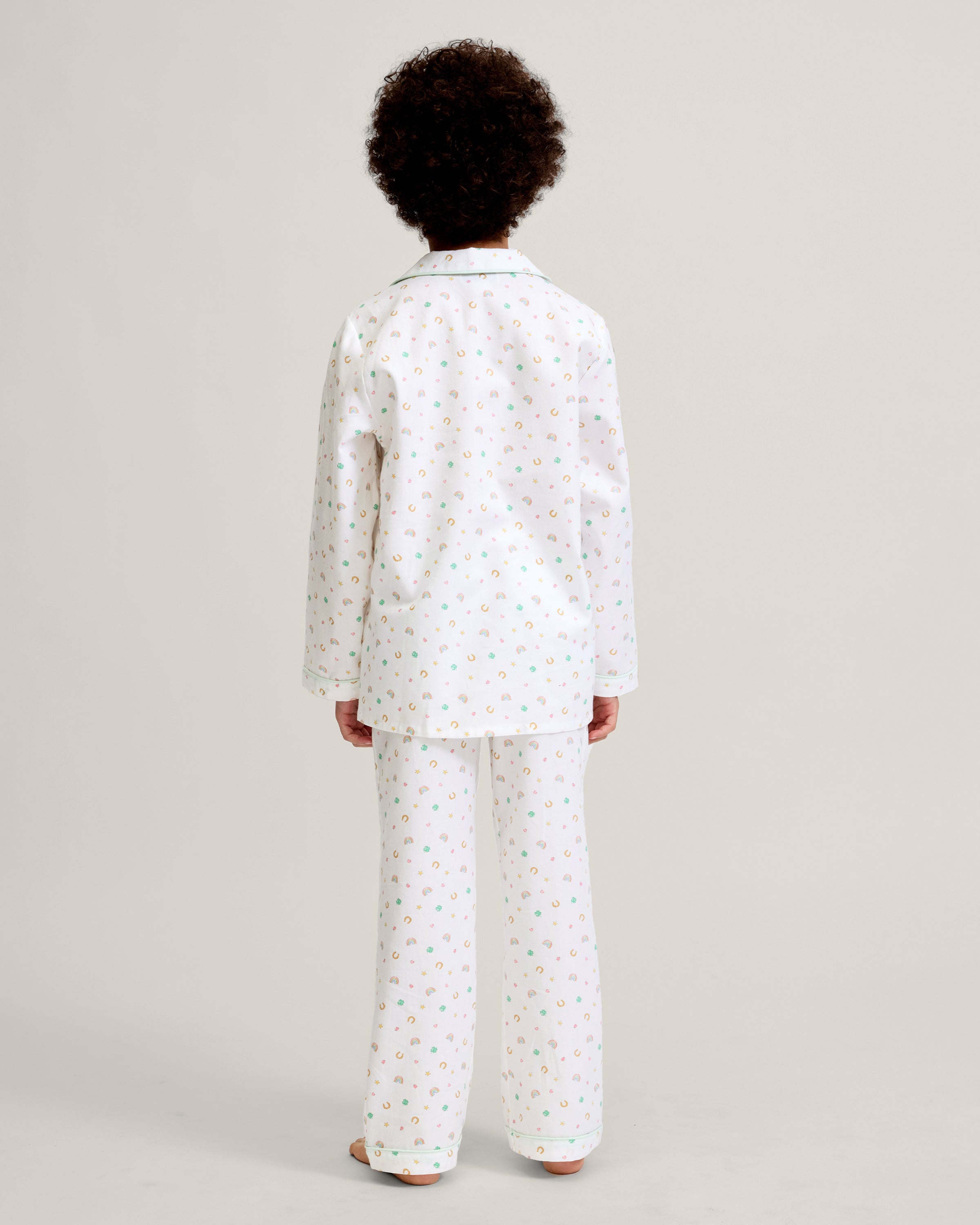 Kid's Twill Pajama Set in Good Luck Charms