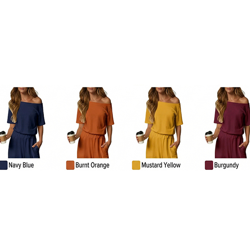 Women's Off-Shoulder Wide Leg Jumpsuit with Back Cutout