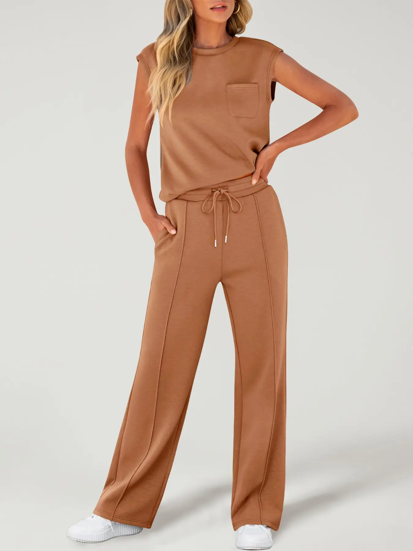 ⚡FINAL SALE⚡- Women's Solid-Color Slim-Fit Vest and Trousers Two-Piece Set