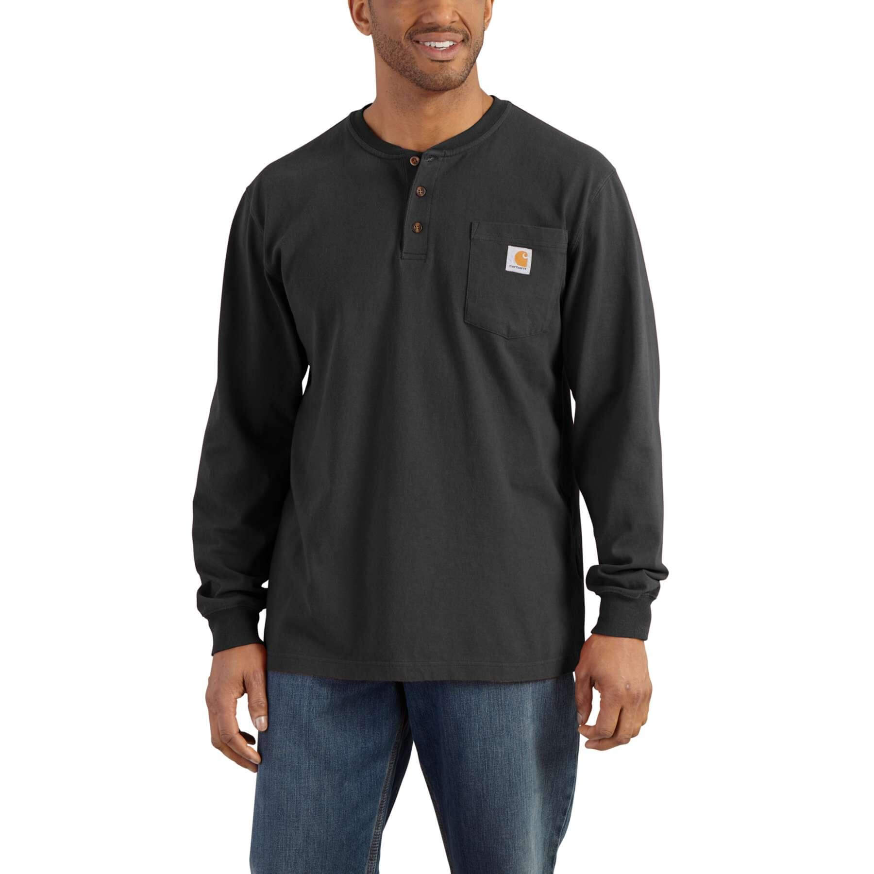 CHT Loose Fit Heavyweight Long-Sleeve Pocket Henley T-Shirt K128